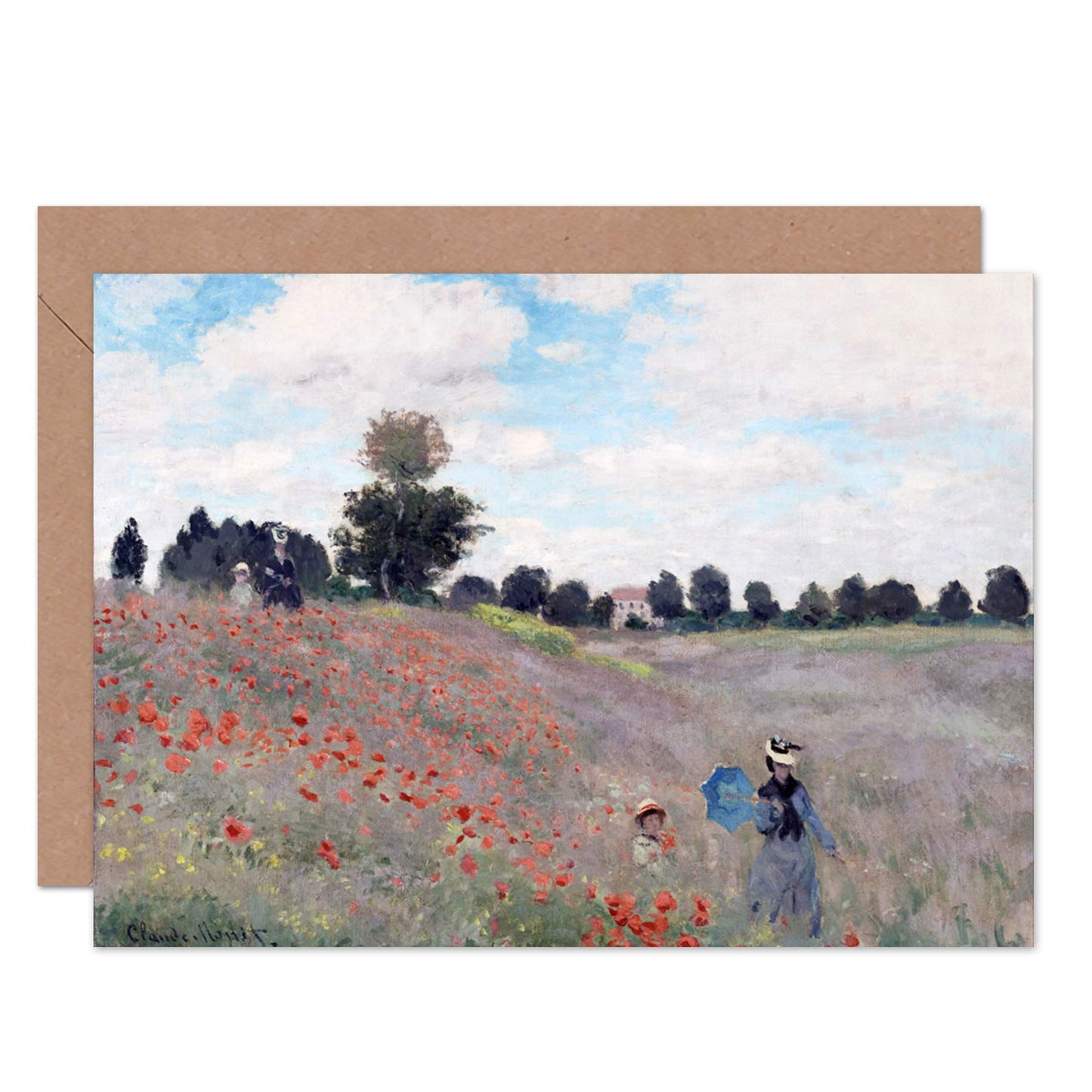 Artery8 Claude Monet Poppy Field Stroll Fine Art Greeting Card Plus Envelope Blank Inside