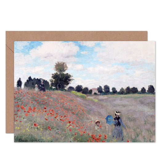 Artery8 Claude Monet Poppy Field Stroll Fine Art Greeting Card Plus Envelope Blank Inside
