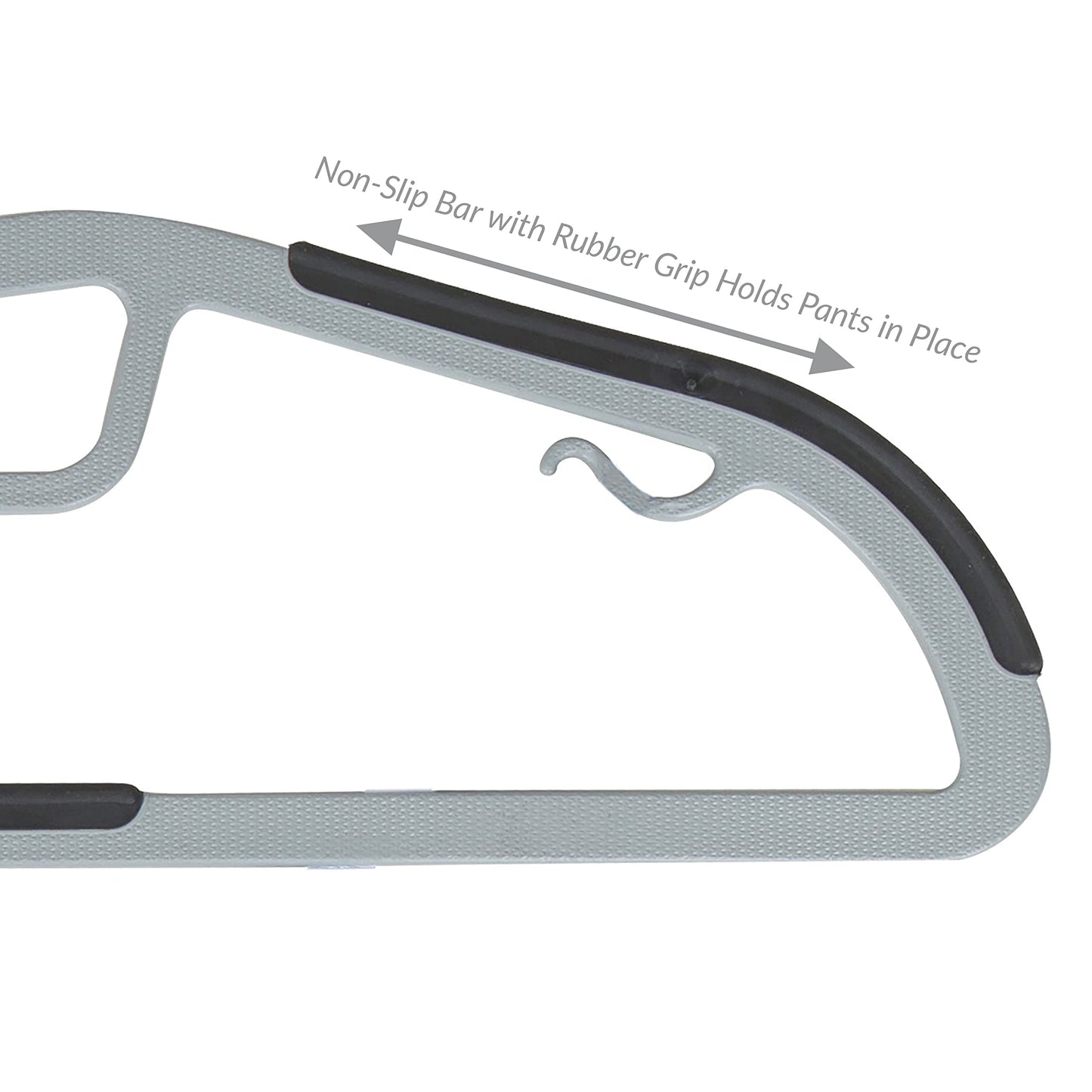 Simplify 8 Pack Ultimate Hanger | S-Shape Collar Saver | Ultra-Thin | Non-Slip | Accessory Bar | Belts | Scarves | Ties | Tank Top | Closet Organization | Light Grey