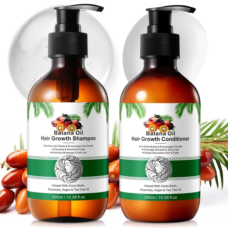 Batana Oil Shampoo & Conditioner Set - Organic Hair Thickening Products for Growth | 2 x 10.56 Fl Oz