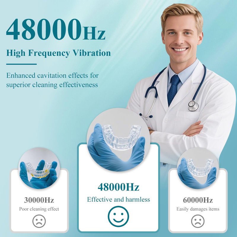 Minthouz Ultrasonic Retainer Cleaner Machine, Dental Pod for Denture, Mouth Guard, Aligner, Night Guard, Toothbrush Heads, Jewelry, 48kHz Retainer Cleaner with 200ML Capacity for All Dental Appliances