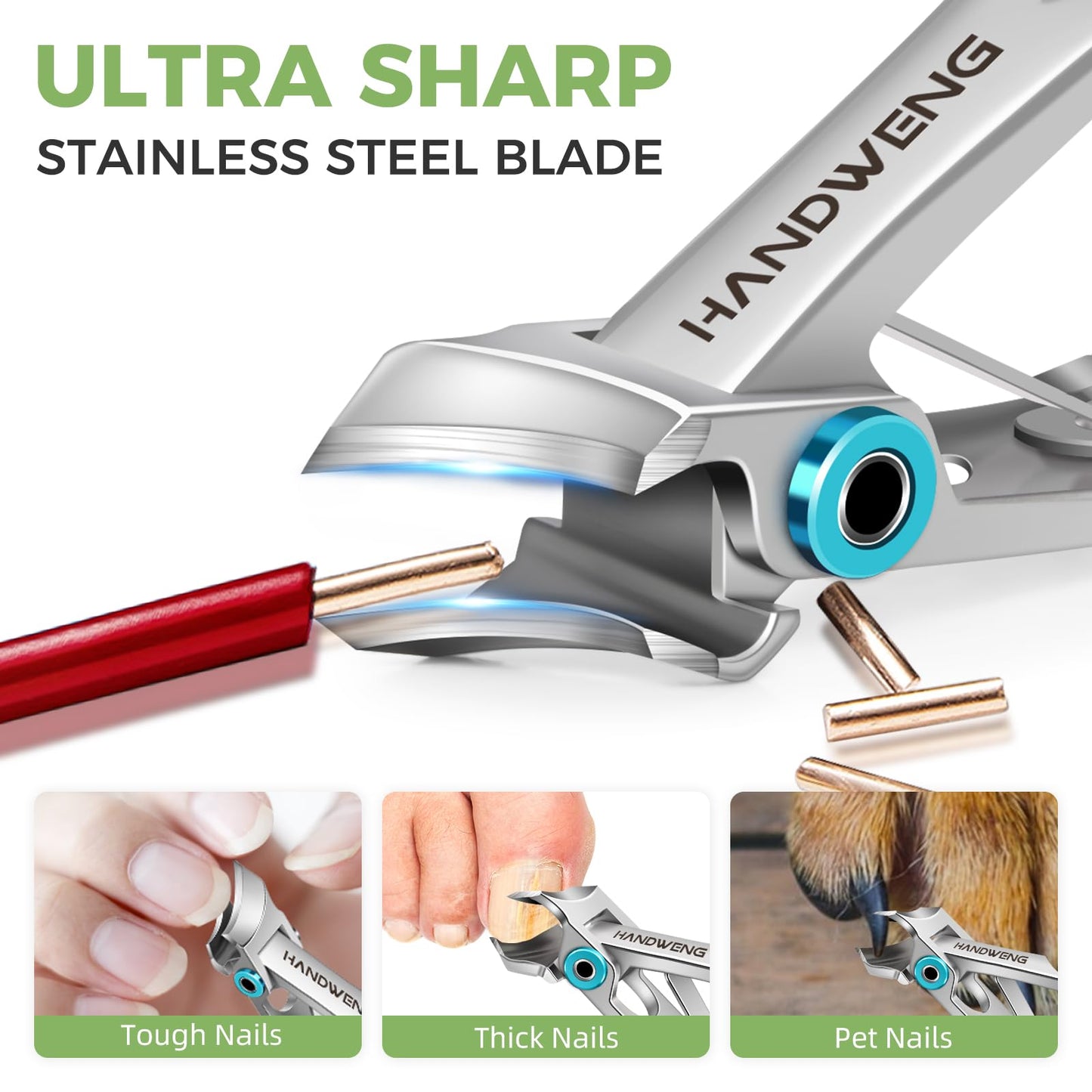 2026 Slanted Nail Clippers for Men Thick Toenails, Toe Nail Clippers for Thick Nails for Seniors, Ingrown Toenail Clippers with Wide Jaw Opening, Heavy Duty Fingernail Clippers Adult Nail Cutter
