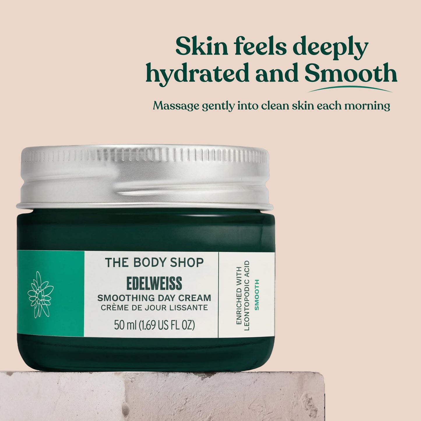 The Body Shop Edelweiss Intense Smoothing Cream – Nourishing Day Cream – Moisturizes and Hydrates Skin – Vegan – 50ml
