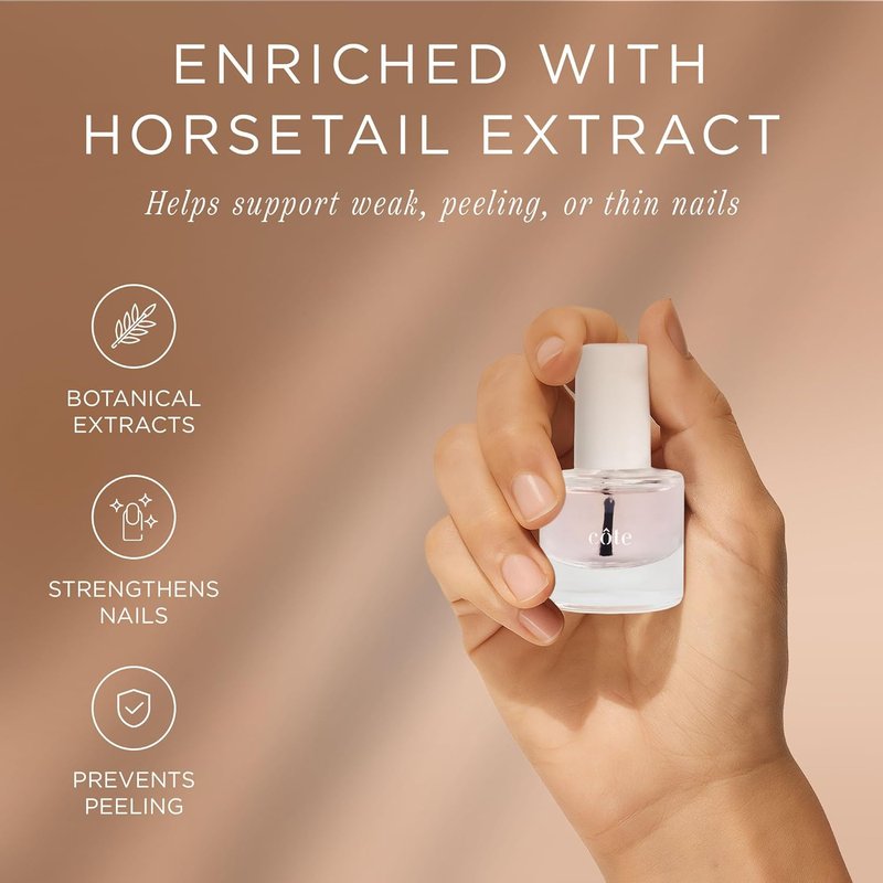 Nail Strengthening Base Coat - Vegan & Cruelty-Free Formula with Horsetail Extract | Fast Drying, 0.27 fl oz (8 ml)