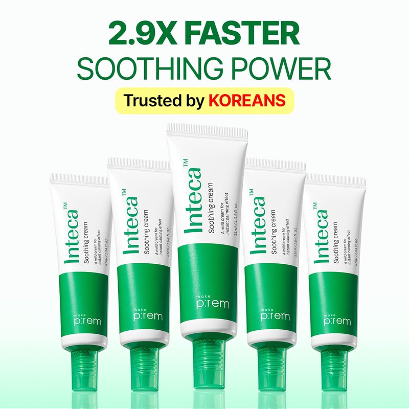 MAKE P:REM INTECA™ Soothing Cream | 2.9x Faster Trouble Relief with Advanced Non-Comedogenic Centella Asiatica for Acne-Prone Sensitive Skin, All Skin Types, Korean Vegan Moisturizer, 2.70 fl. oz.