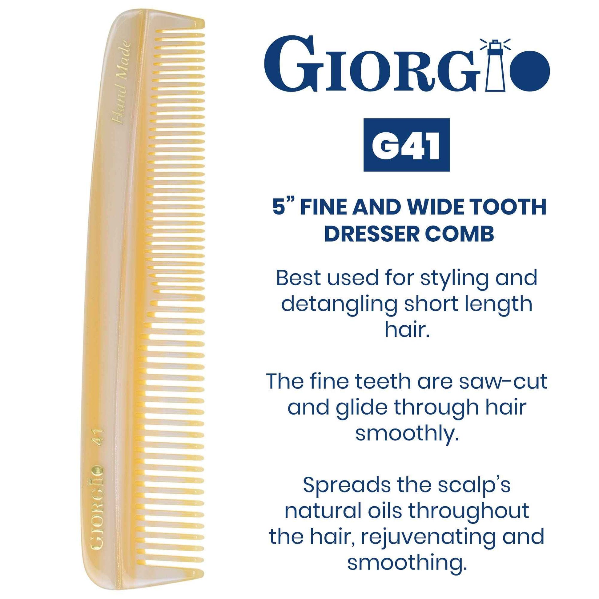 Giorgio G36 Handmade All Fine Tooth Pocket Comb for Men, Hair Comb Straightener for Everyday Grooming Styling Hair, Mustache and Beard for Men Women and Kids, Use Wet or Dry, Saw Cut and Hand Polished