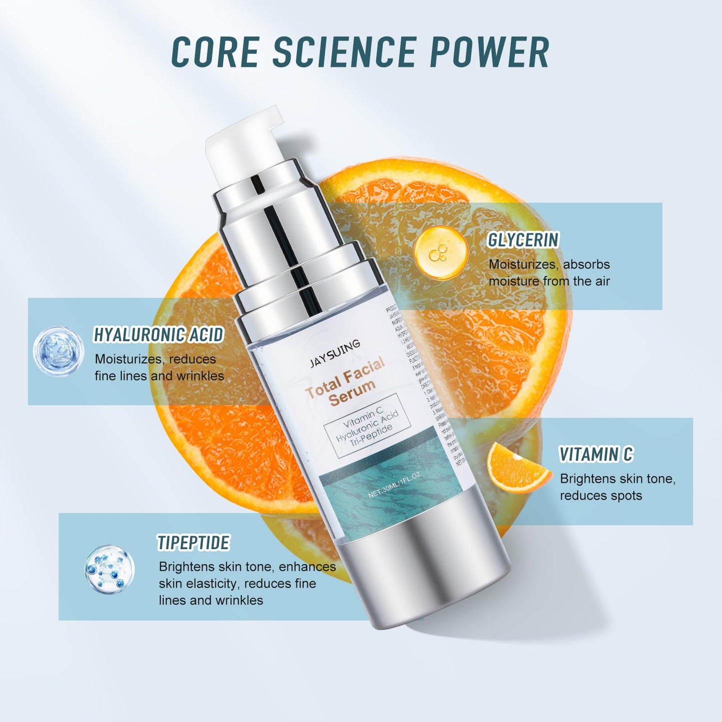 Vitamin C Serum for Face with Hyaluronic Acid & Peptides, Anti Aging Serum to Reduce Wrinkles & Dark Spots, Brightening Treatment for Women & Men, Pack of 2