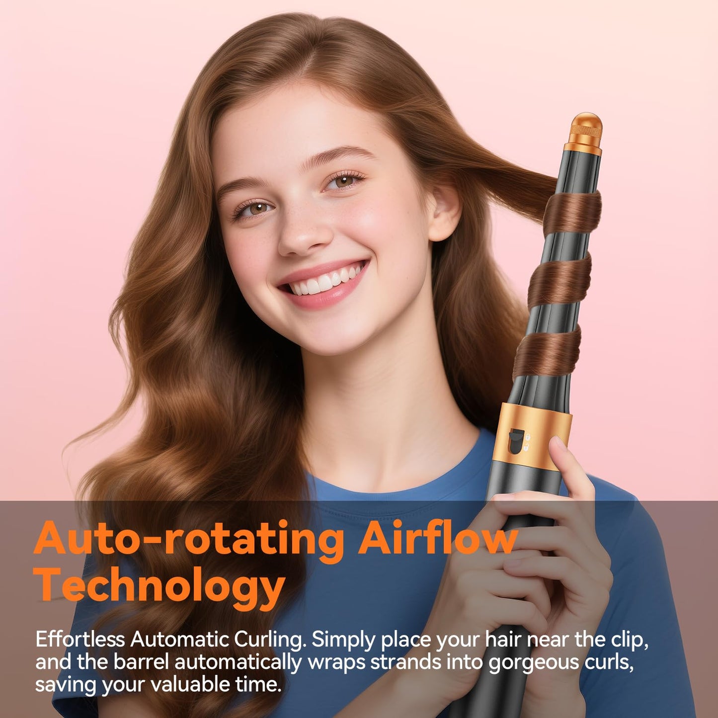 0.78in-1.4in Conical Long Barrels Attachment for Dyson Airwrap HS01 HS05 Accessories, 20MM-36MM 2 in 1 Auto-Wrap Curling Iron Curlers for Professional Barrels Curl and Wave Curl Hair, Gold