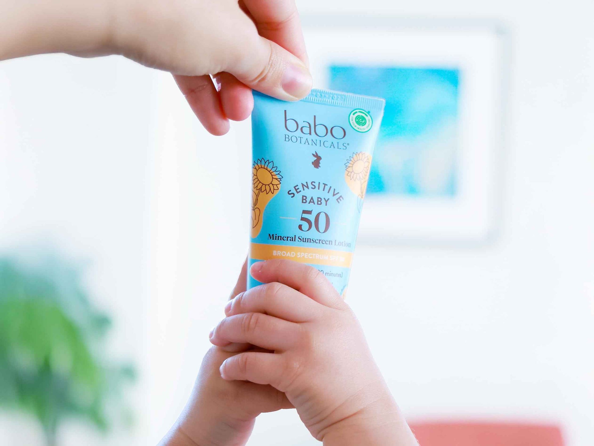 Babo Botanicals Sensitive Baby Mineral Sunscreen Lotion SPF50 - Natural Zinc Oxide - Face & Body - Fragrance-Free - Water-Resistant - EWG Verified - Vegan - Extra Sensitive Skin - For Babies & Kids