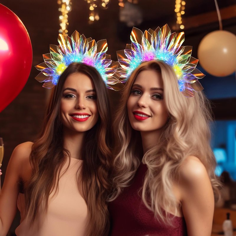2PCS LED Headbands Light Up Headband, Glow In The Dark Party Supplies, Glow Party Supplies for Women & Girls, Light Up Party Favors Flashing Hair Band for Raves, Halloween, Christmas, Night Events
