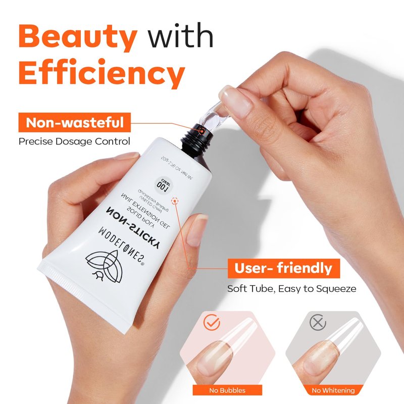 modelones Solid Builder Gel for Nails, Clear Poly Nail Gel Extension Non-Sticky Gel Nail Polish Apply Upgraded 3D Art Sculpting Molding Starter-friendly 50g