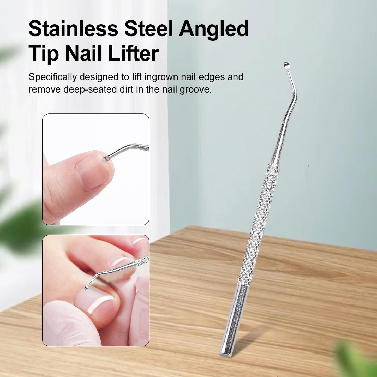 Eagle Beak Nail Clippers for Ingrown & Thick Nails – Beveled/Slanted/Angled Blades, Long Handle Wide Jaw, Anti-Splash Ultra Sharp Stainless Steel Edge 3-Piece Set for Men/Women (Black)
