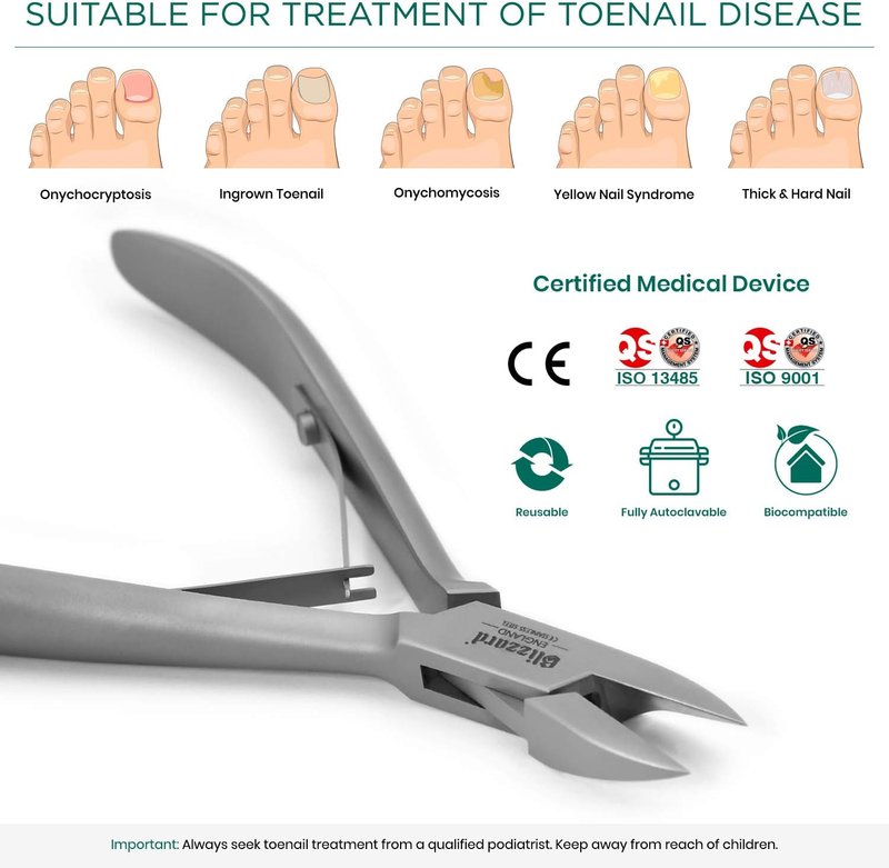 Ingrown Toenail Clippers for Men | Professional German Forged 6-Inch Podiatrist Nail Cutter - Straight Head Design