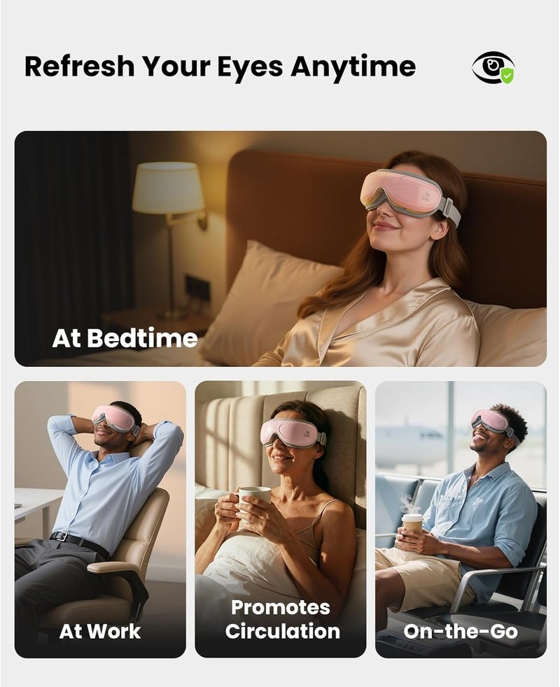 BOB AND BRAD Eye Massager - Heated EyeOasis for Dry Eyes & Headache Relief | Warm Compress for Stress Relief