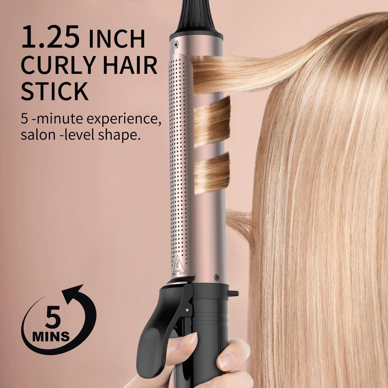 K&K MCH Professional Curling Iron. The Temperature of the Button Version can Reach up to 450 Degrees Fahrenheit. Rose Gold Aluminum Tube Curler.