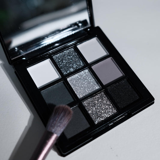 BAISEN DIARY 9 Color Smokey Eyeshadow Palette - Highly Pigmented Matte & Glitter Shades, Long-Lasting, Waterproof & Blendable, Black Silver Gray Eyeshadow Set for Sultry Glam (Reversal Star Smokey)