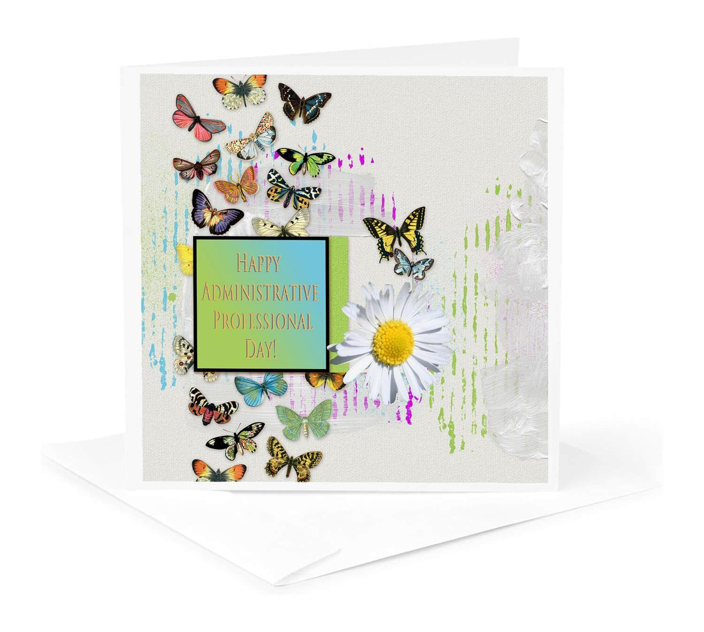 3dRose Pretty Butterflies and Daisy Flower, Administrative Professionals Day - Greeting Cards, 6" x 6", Set of 6 (gc_239563_1)