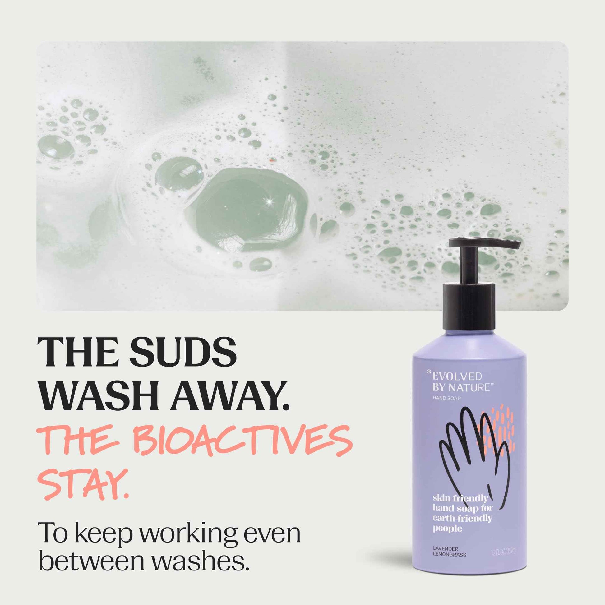 EVOLVED BY NATURE Liquid Hand Soap, 12 Oz (Pack of 3), Lavender Lemongrass, Biodegradable Formula