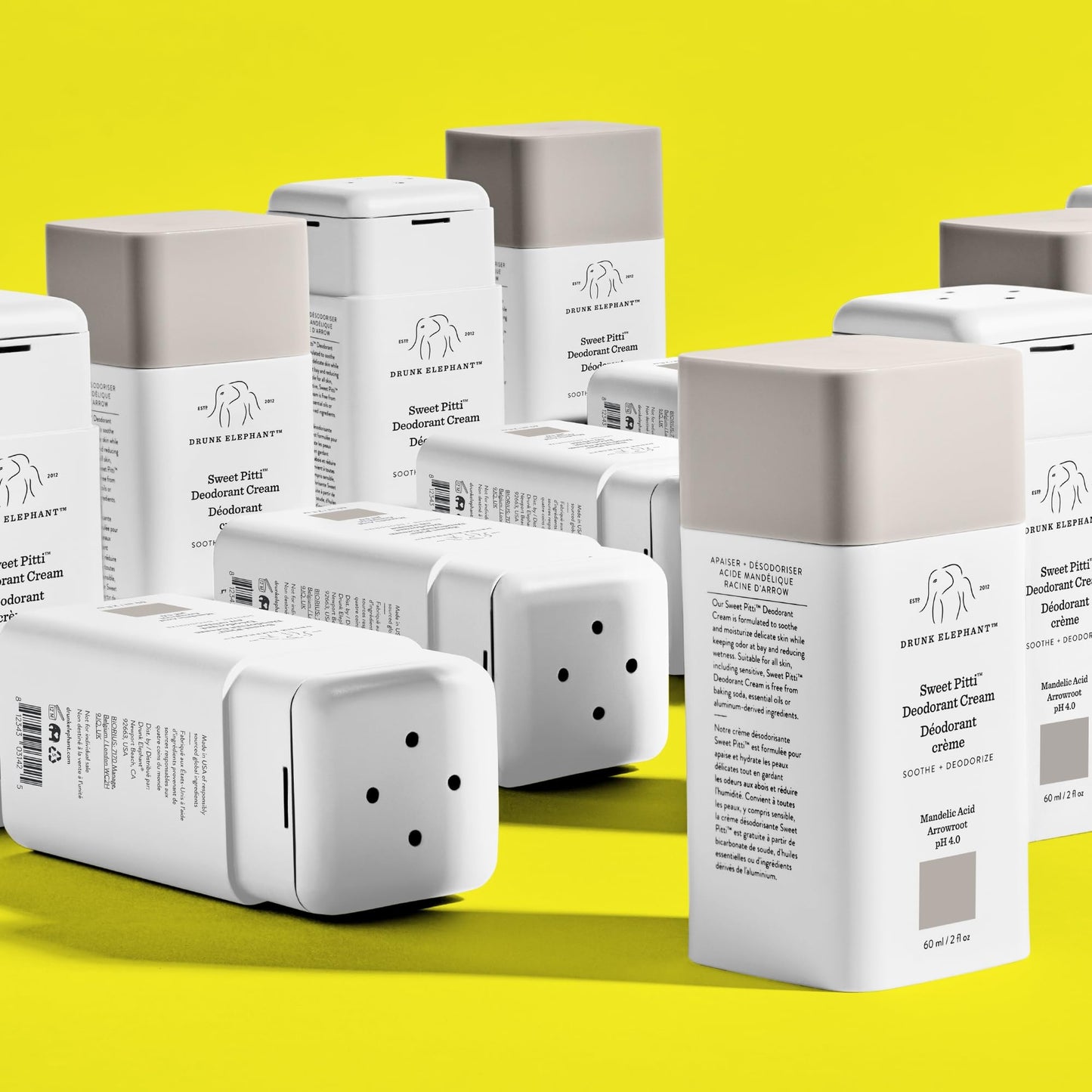 Drunk Elephant Sweet Pitti Deodorant Cream - 60 ml/2 fl oz - Baking Soda and Aluminum-Free - Clean Clinical Skincare - Cruelty-Free - Free of Essential Oils, Silicones, and Fragrance