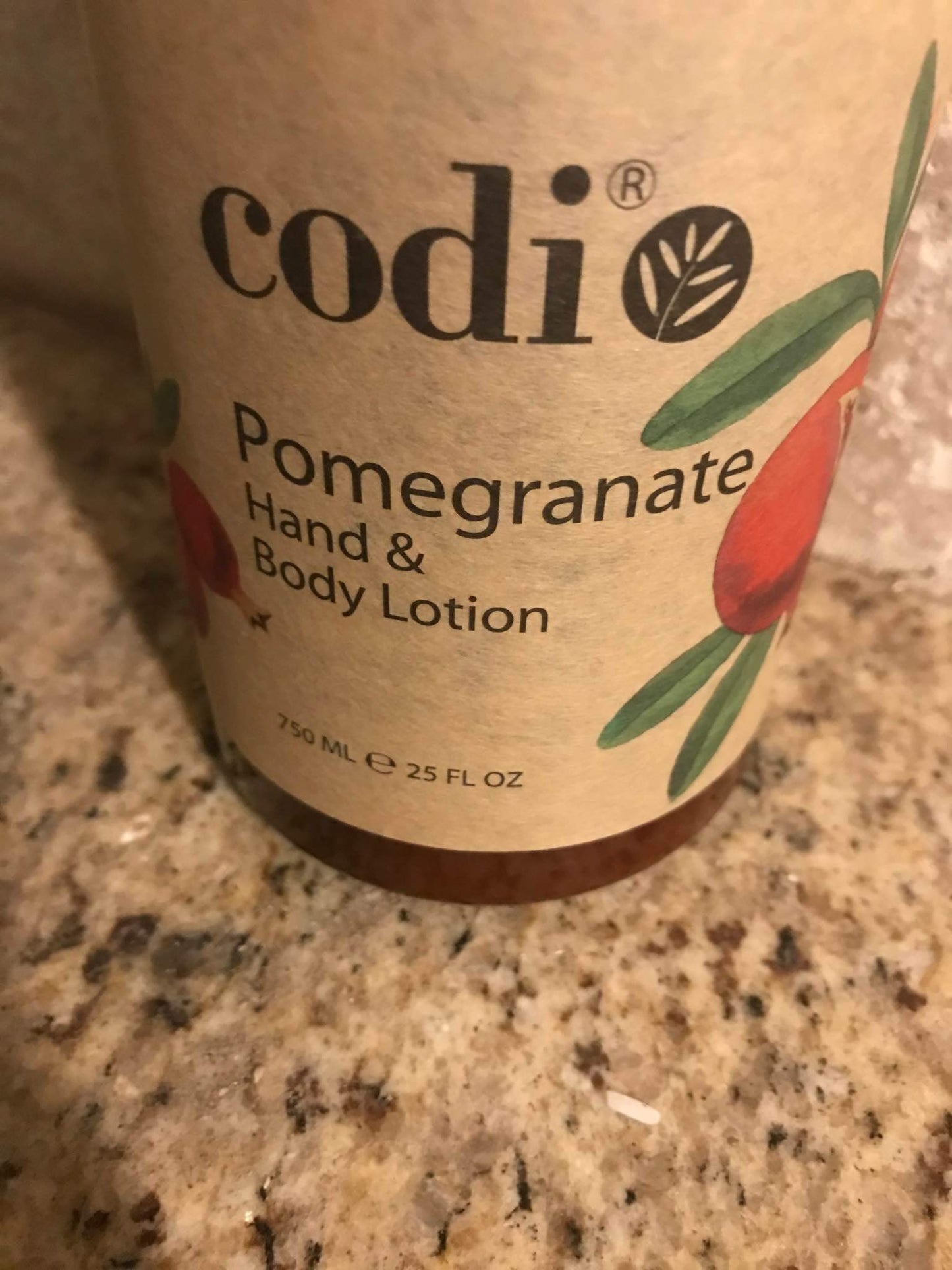 CODi Pomegranate Lotion - Body and Hand Lotion with Pump for Women and Men - Pomegranate Body Lotion with Wonderful Pomegranate Scent - Less Greasy, Quick Absorbent - 1 750ml Bottle and 2 100ml Tubes