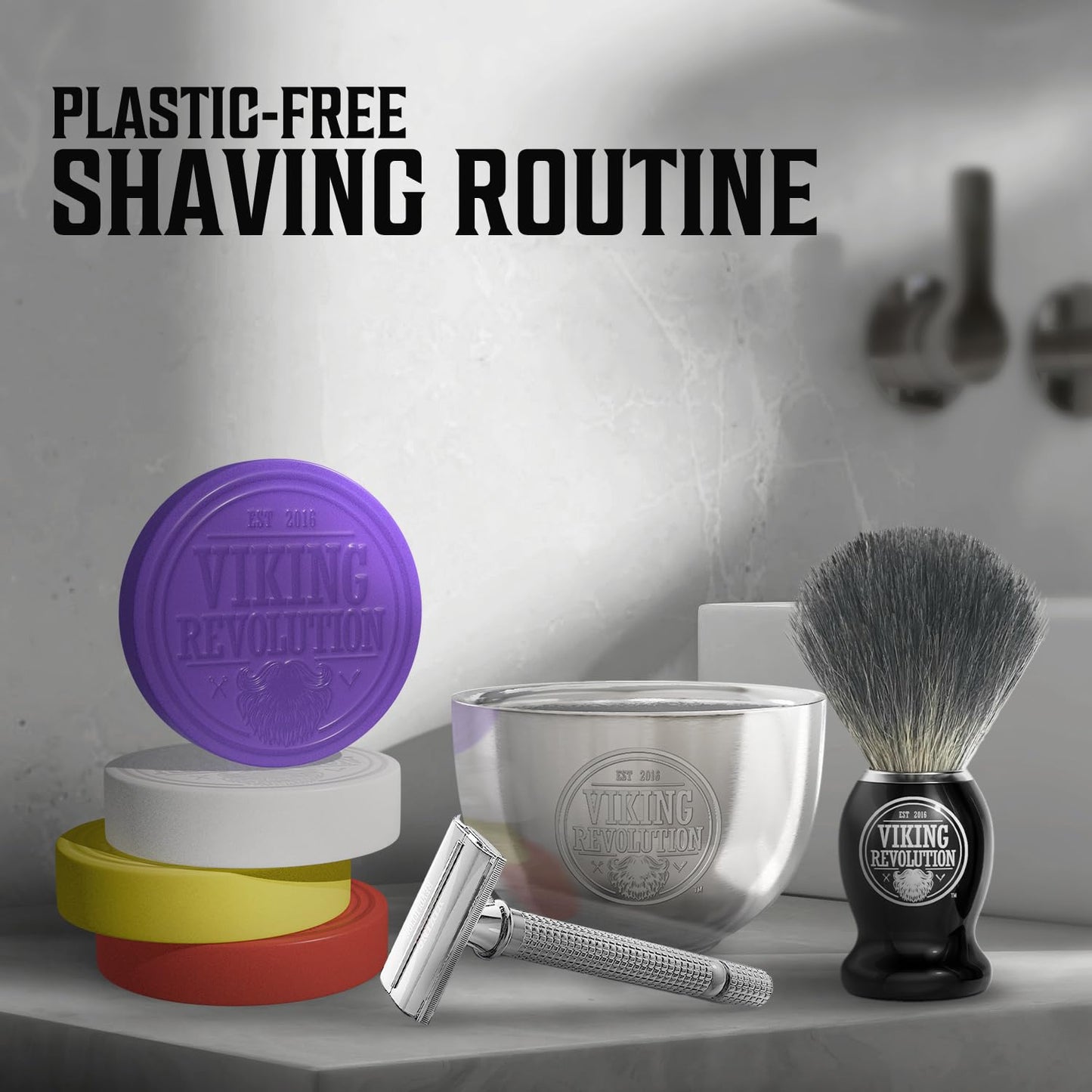 Viking Revolution Shaving Soap - Premium Wet Shave Soap Puck for Brush & Bowl | 4 Pack Variety, 2.5oz Each