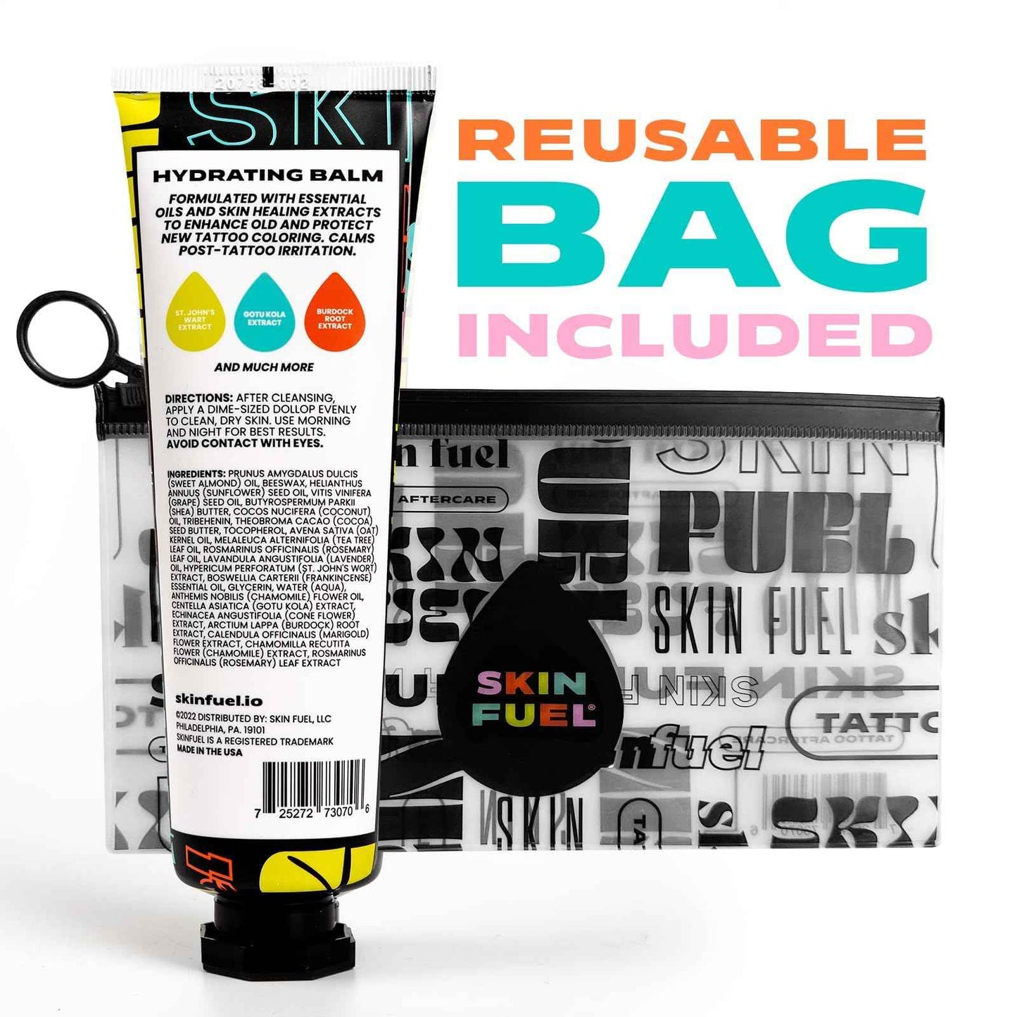 SKIN FUEL Tattoo Aftercare Cream – After Care Tattoo Ointment with Shea Butter, St. John's Wort & Lavender – Multipurpose Healing Ointment to Brighten Up & Hydrate New & Old Ink (3.3 oz)