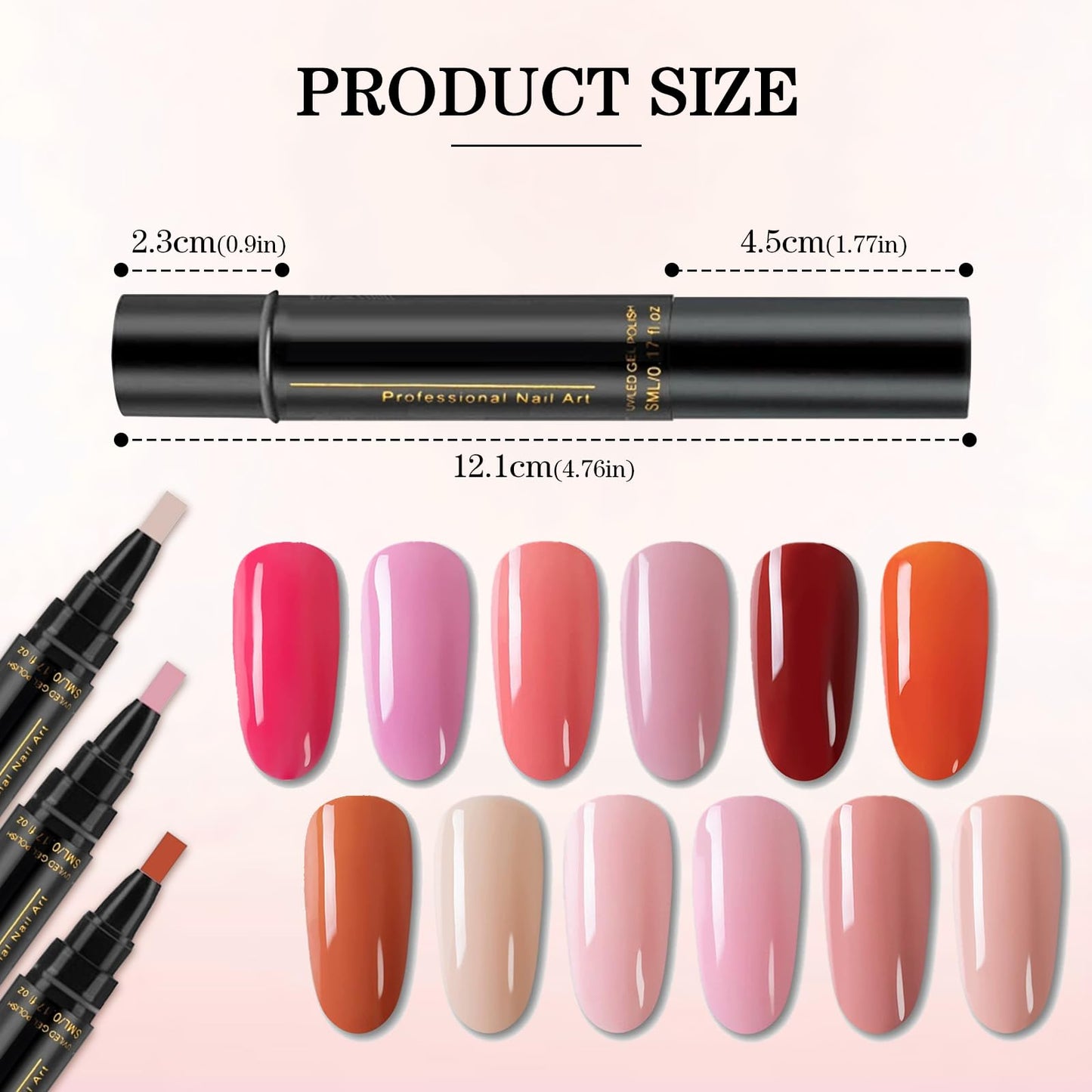 Hgkvnul Gel Nail Polish Pens 3 in 1, 6 Color Pen Gel Nail Polish, Quick Dry, for DIY Nail Art (A Set/6pcs)