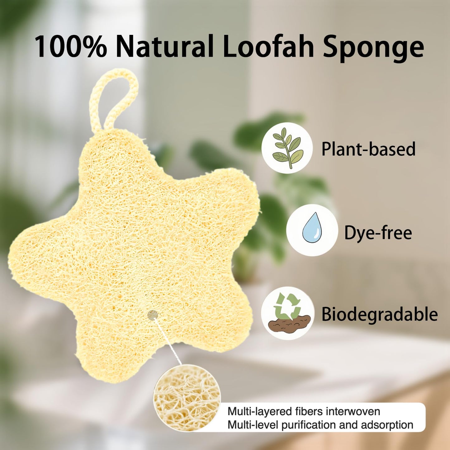 PlesQui Natural Loofah Body Scrubber 3-Pack, Plant-Based Exfoliating Shower Sponge Luffa for Men & Women, Eco-Friendly & Dye-Free, Fits All Hand Sizes[Must SOAK to Soften]