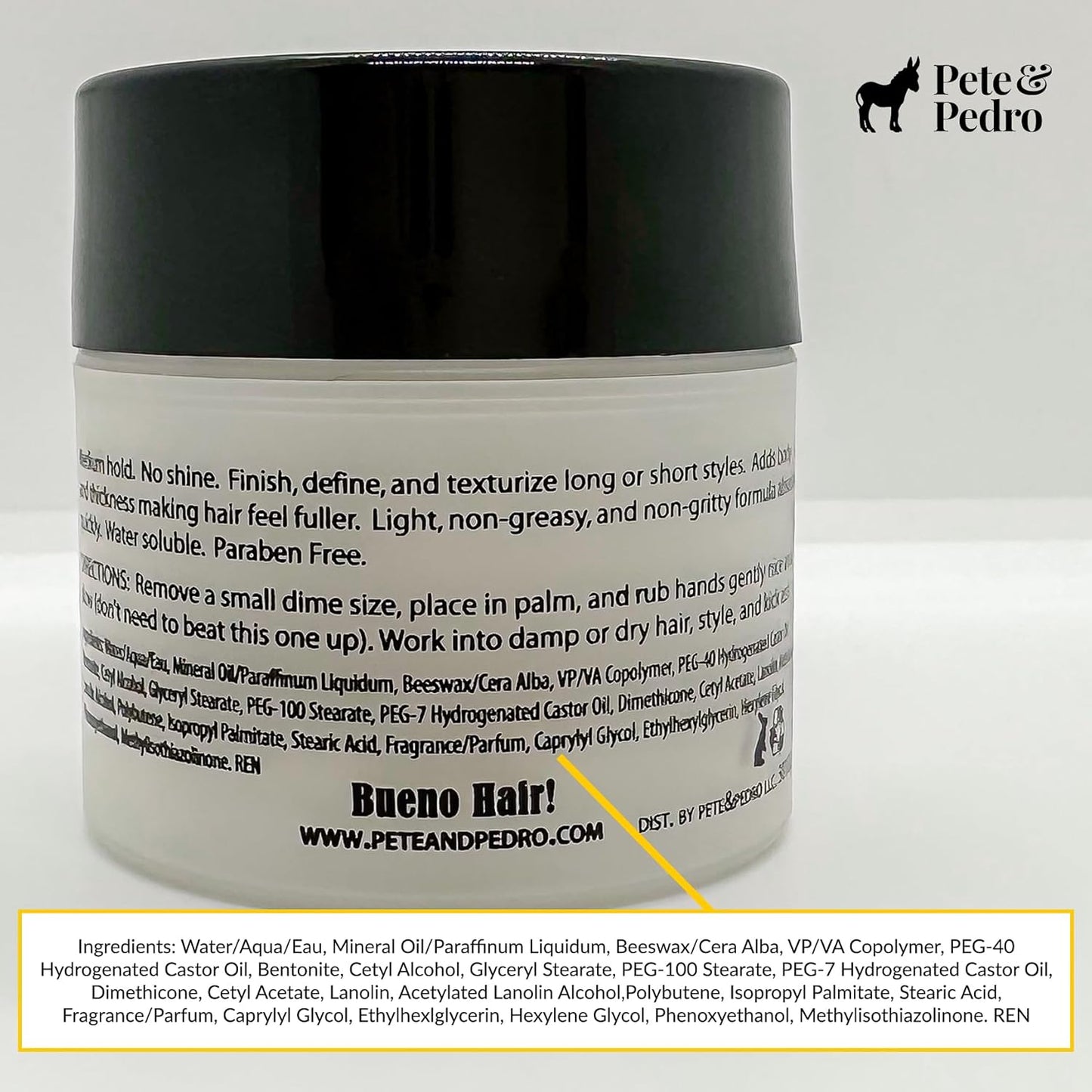 Pete & Pedro Hair Styling Clay - Medium Hold Matte Finish Clay for Men | Ideal for Fine Thinning Hair, 2 oz