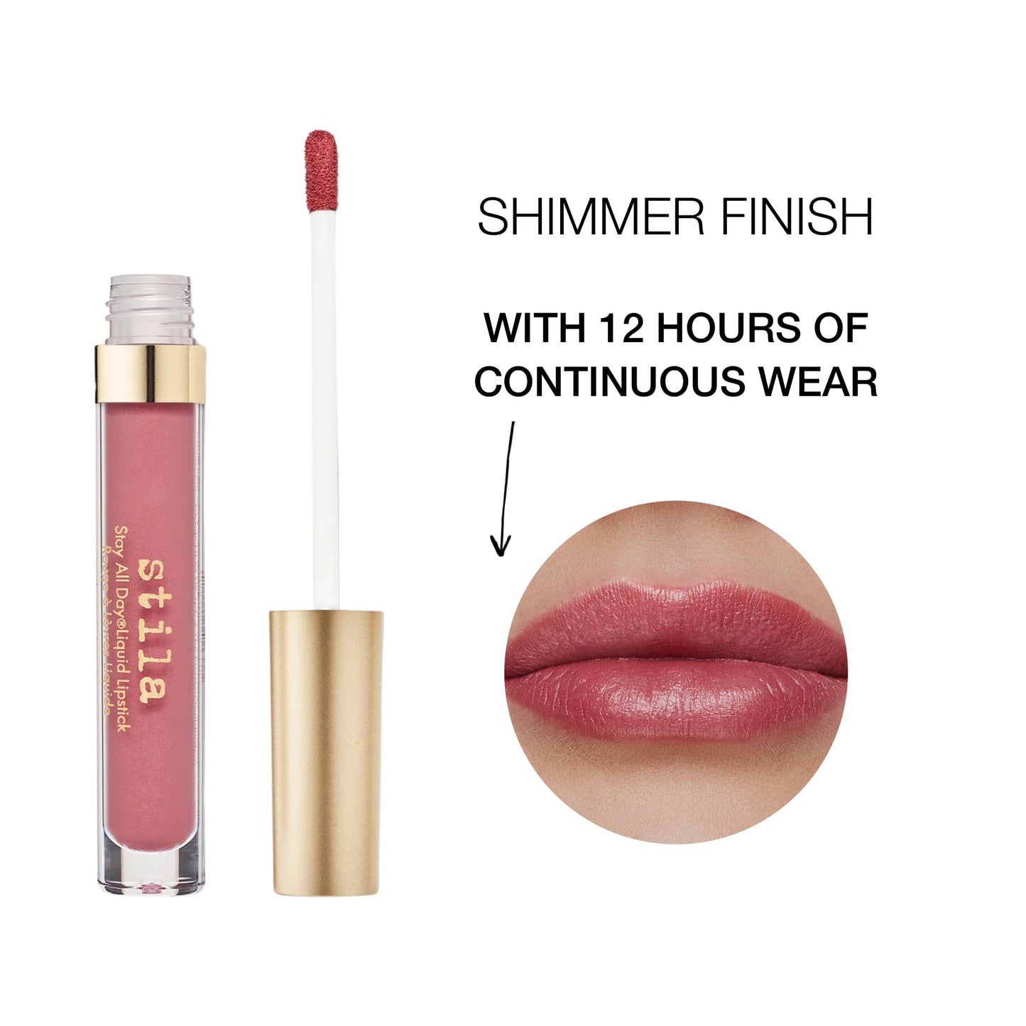 stila Stay All Day® Liquid Lipstick, Shimmering Metallic | Long-Lasting Color Wear, No Transfer | Hydrating, Lightweight with vitamin E & Avocado Oil for Soft Lips | 0.10 Fl. Oz., Pura Shimmer