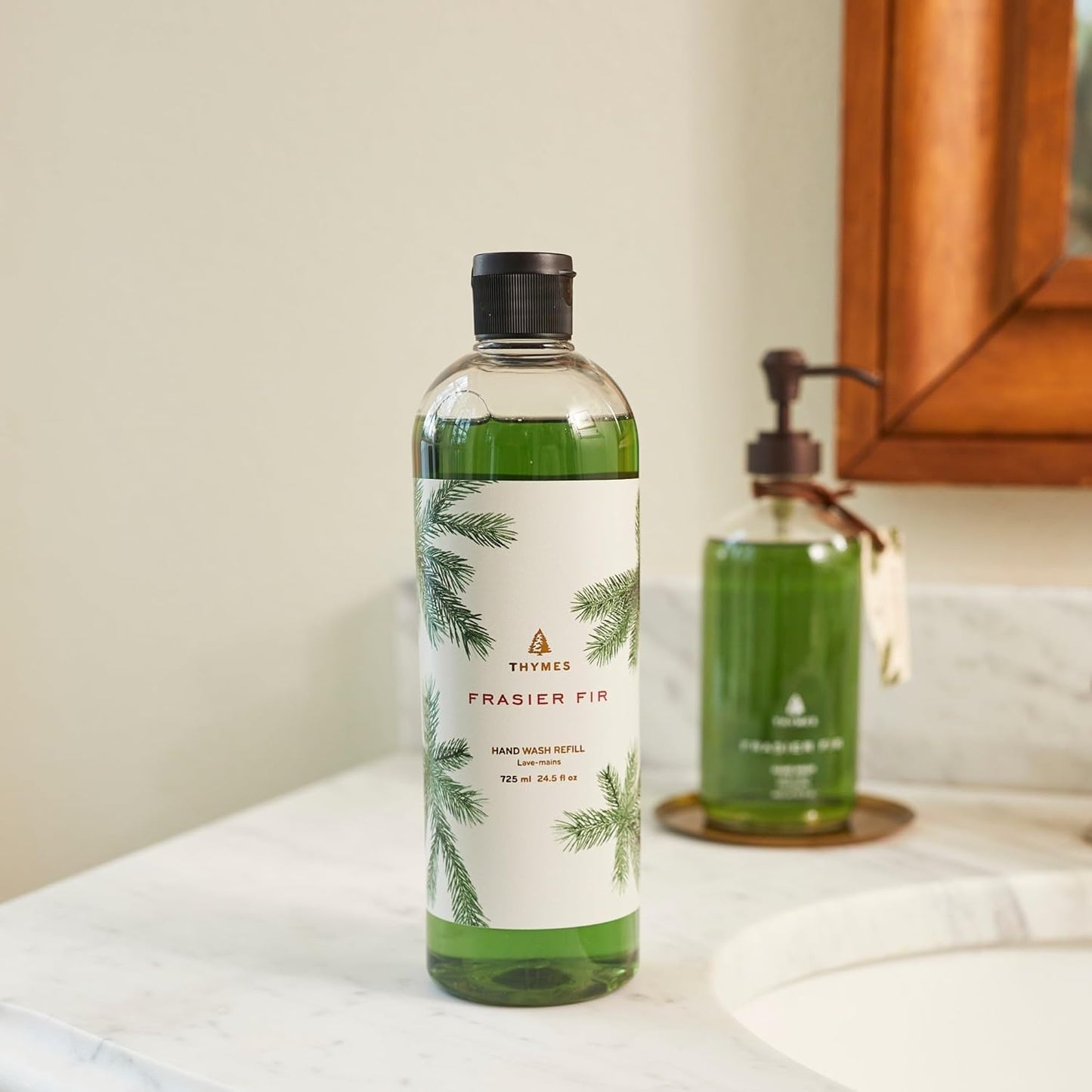 Thymes Hand Wash Refill - Moisturizing Liquid Soap for Kitchen & Bathroom | Lightly Scented Frasier Fir, 24.5 fl oz