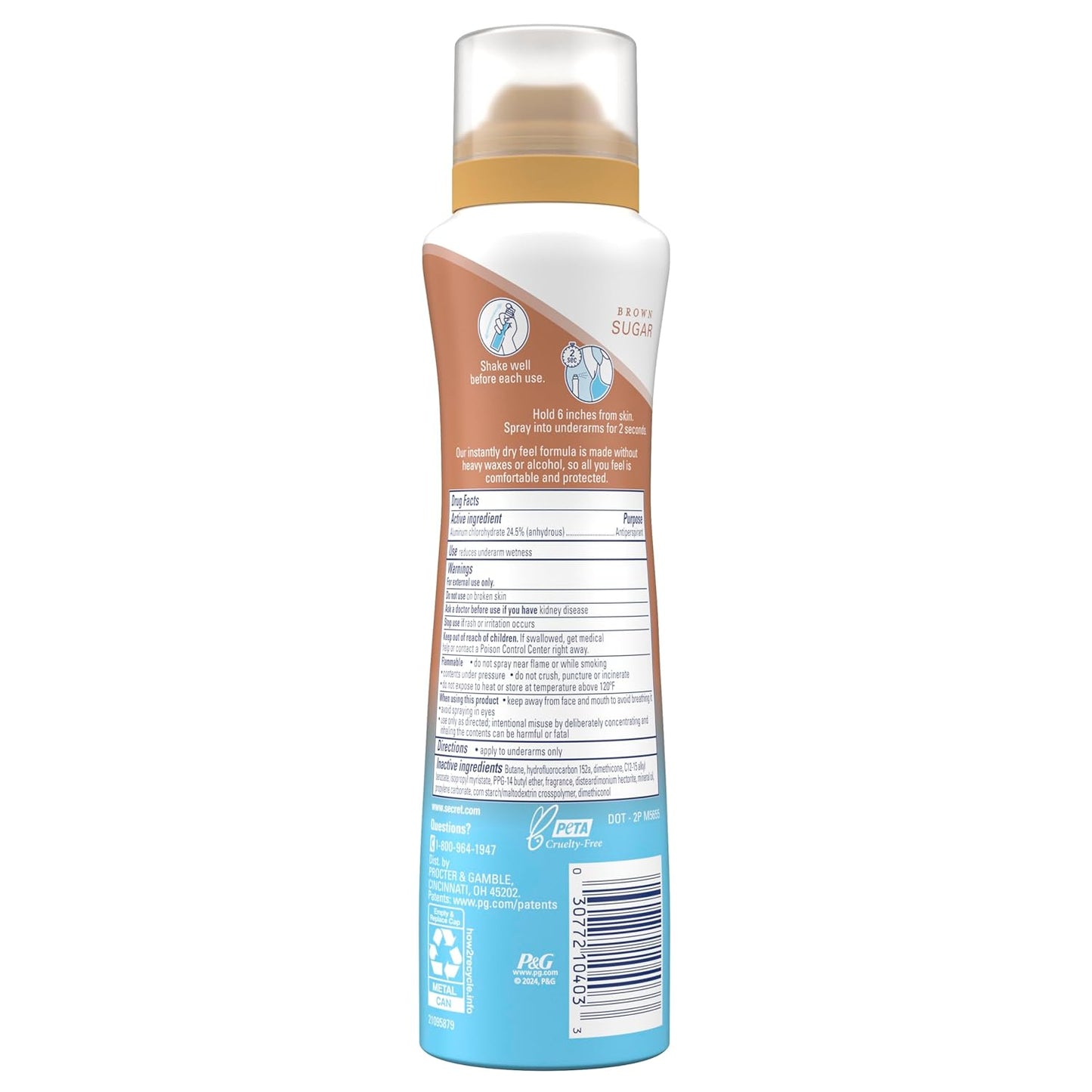Secret Antiperspirant Deodorant for Women - 48hr Weightless Sweat & Odor Protection | Brown Sugar Scent, 4.1 oz (Pack of 3)
