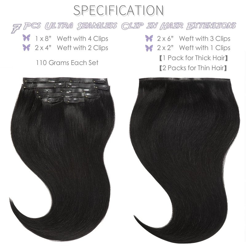 Lacer Hair 14 Inch 110g Seamless Hair Extensions Clip in Human Hair Dark Ash Blonde Mixed Platinum Blonde Invisible PU Skin Weft Straight Human Hair Highlight Color For Women