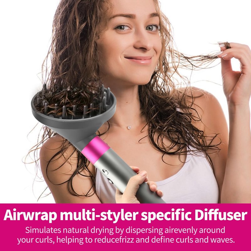 BVACUMHEAD Upgraded Diffuser Attachment for Dyson Airwrap Styler - Converts to Hair Dryer Diffuser Nozzle, 973365-01, Grey
