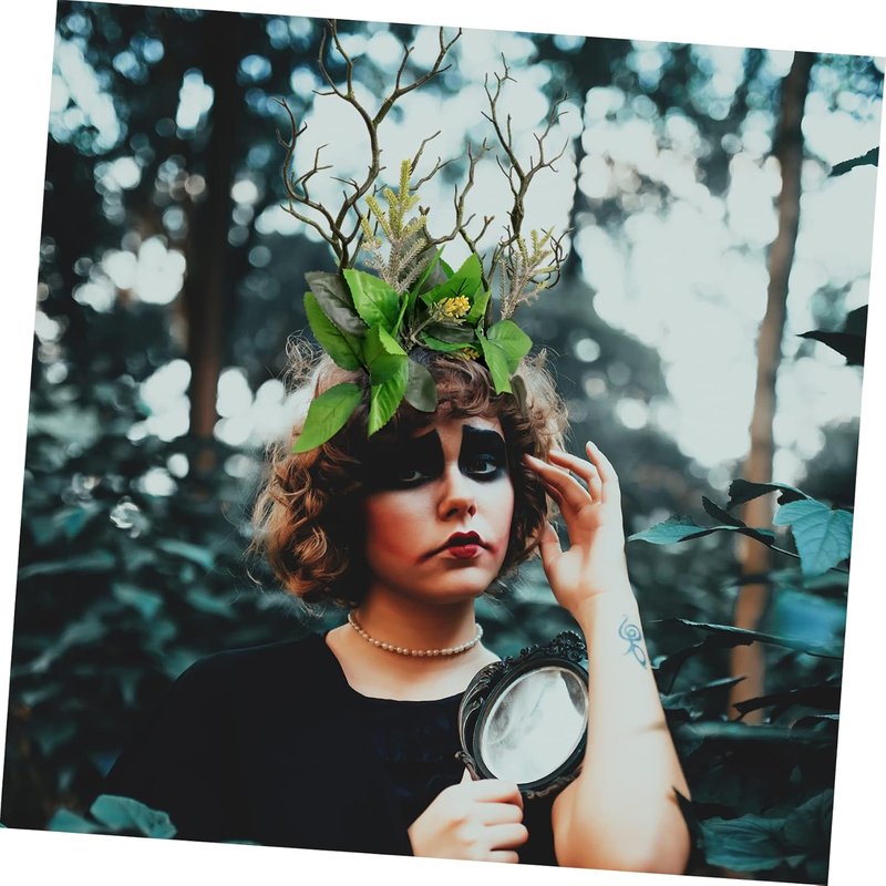 Floral Branch Leaves Headband - Women's Goth Hair Accessory | Festival Deer Antlers Decor