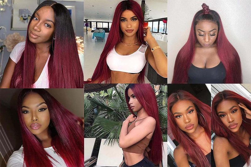 Burgundy Ombre Straight Human Hair Bundles - Soft Brazilian Remy Hair | 12, 14, 16 Inch 1B/99J