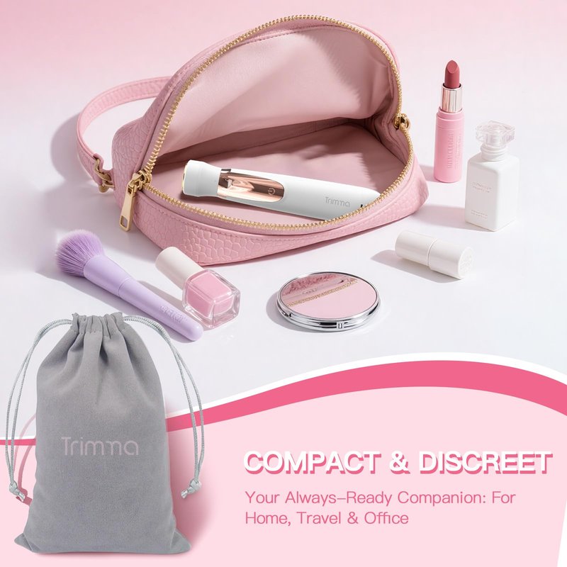 Trimma Nose Hair Trimmer for Women: 3 in1 Rechargeable Womens Facial Hair Remover and Electric Eyebrow Trimmer - Face Lips Eyebrow Nose Ear Body Painless Face Shaver with Built-in LED Light