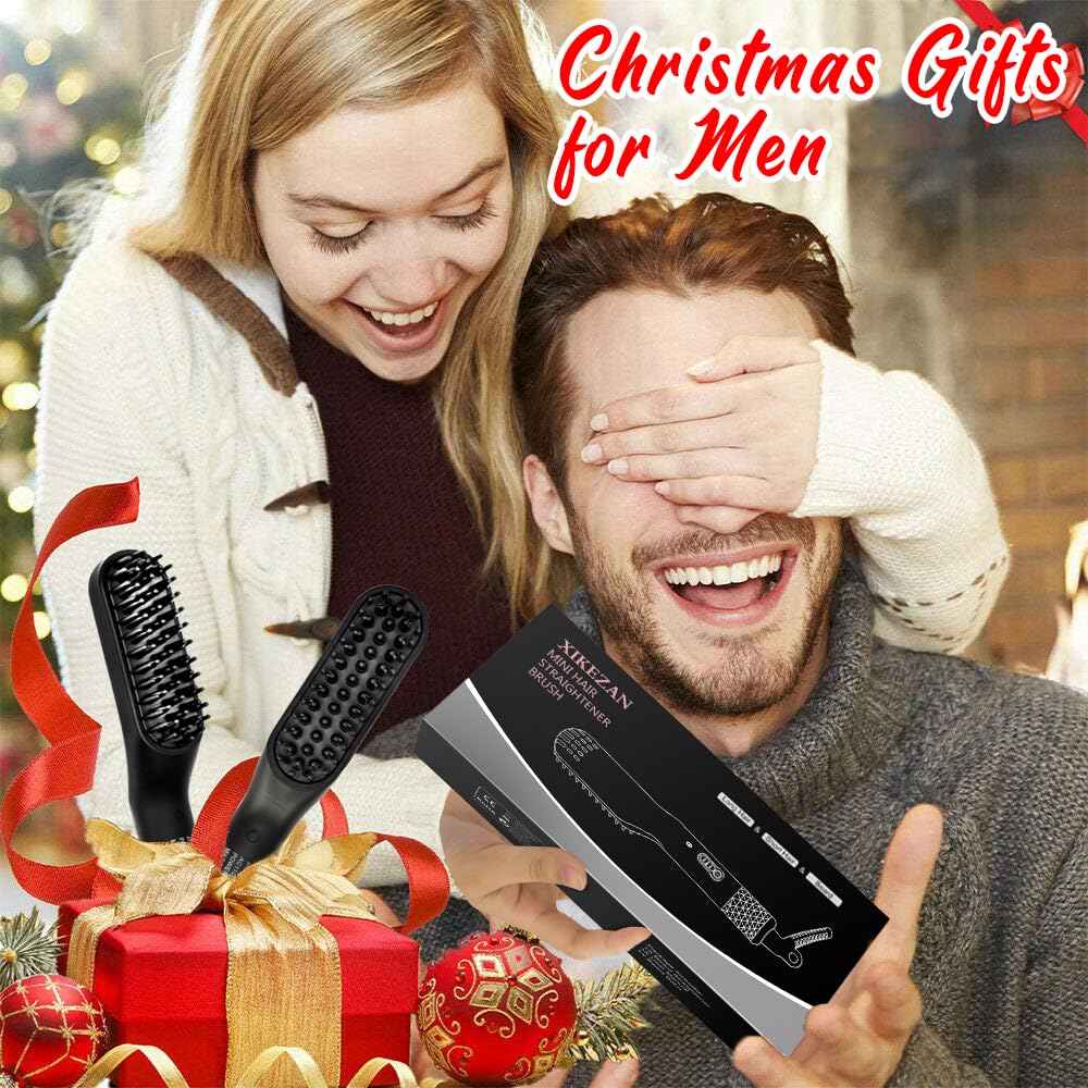 Beard Straightener for Men,Premium Heated Beard Brush w/Anti-Scald Feature,Beard Straightening Comb,Unique Fathers Day Birthday Valentines Gifts for Men Him Dad Boyfriend Christmas Stocking Stuffers