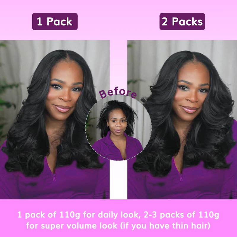 IDN BEAUTY Seamless Clip in Hair Extensions Real Human Hair for Women,Body Wave Natural Black Remy Hair 14 Inch 7pcs 110g,Thick Invisible Edge Weft for Daily Wear
