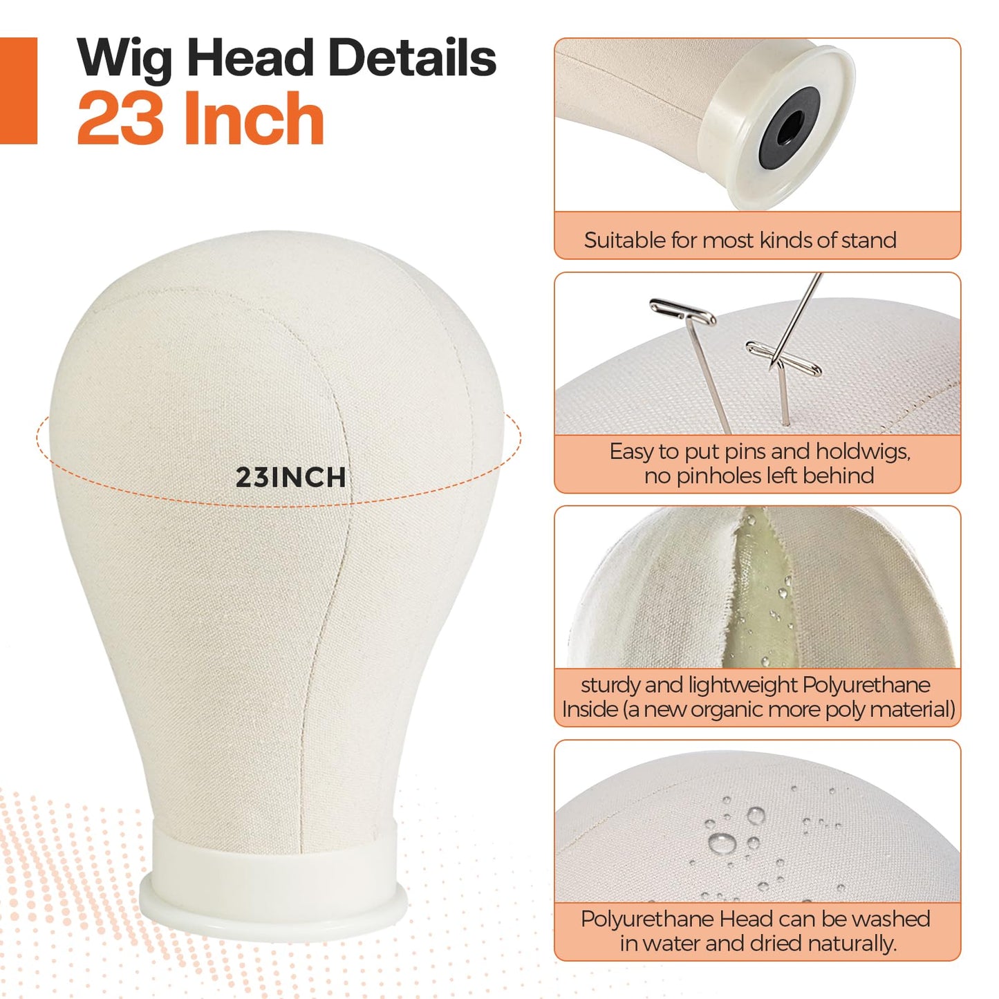 23In Wig Stand Wig Head with Tripod, Wig Head Stand Mannequin Head(White)