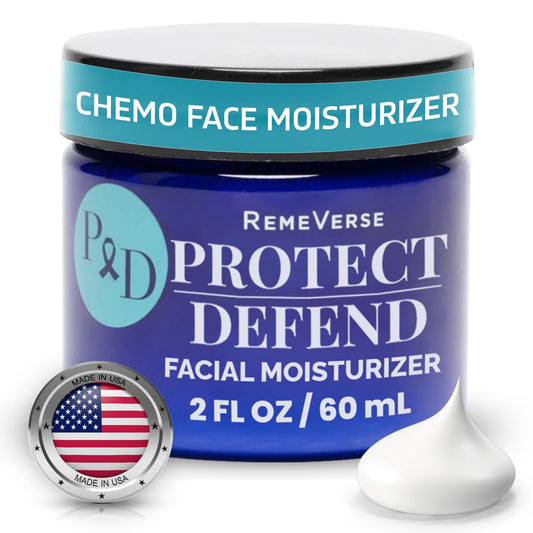 RemeVerse Protect & Defend Facial Moisturizer for Sensitive Skin During Chemoteraphy - Skin Hydration & Gentle Face Cream w/Hyaluronic Acid, Peptides, Glycerin, Collagen - Made in USA - 2 oz