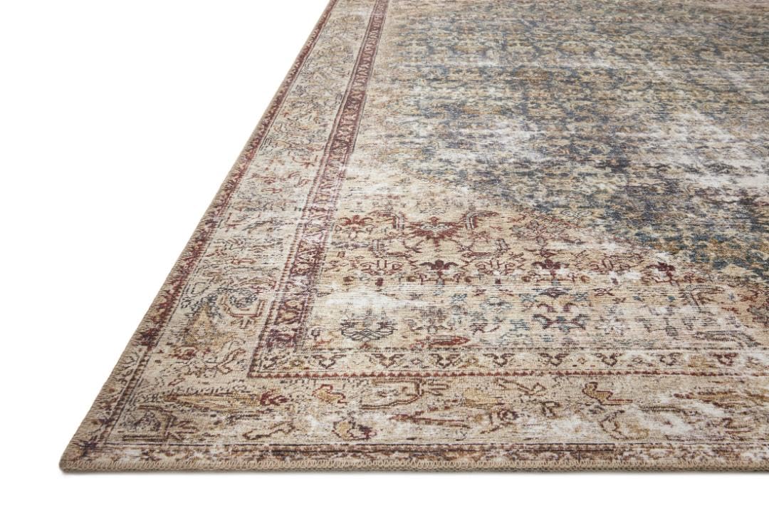 Loloi Amber Lewis Georgie Collection GER-04 Teal/Antique 5'-0" x 7'-6", .19" Pile Height, Area Rug