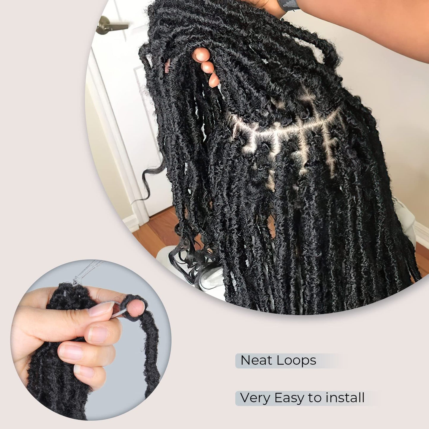 Niseyo Wild Locs 24 Inch Distressed New Faux Locs with Curly Ends 8 Packs Long Soft Pre-looped Goddess Crochet Hair (2#, Off Black)