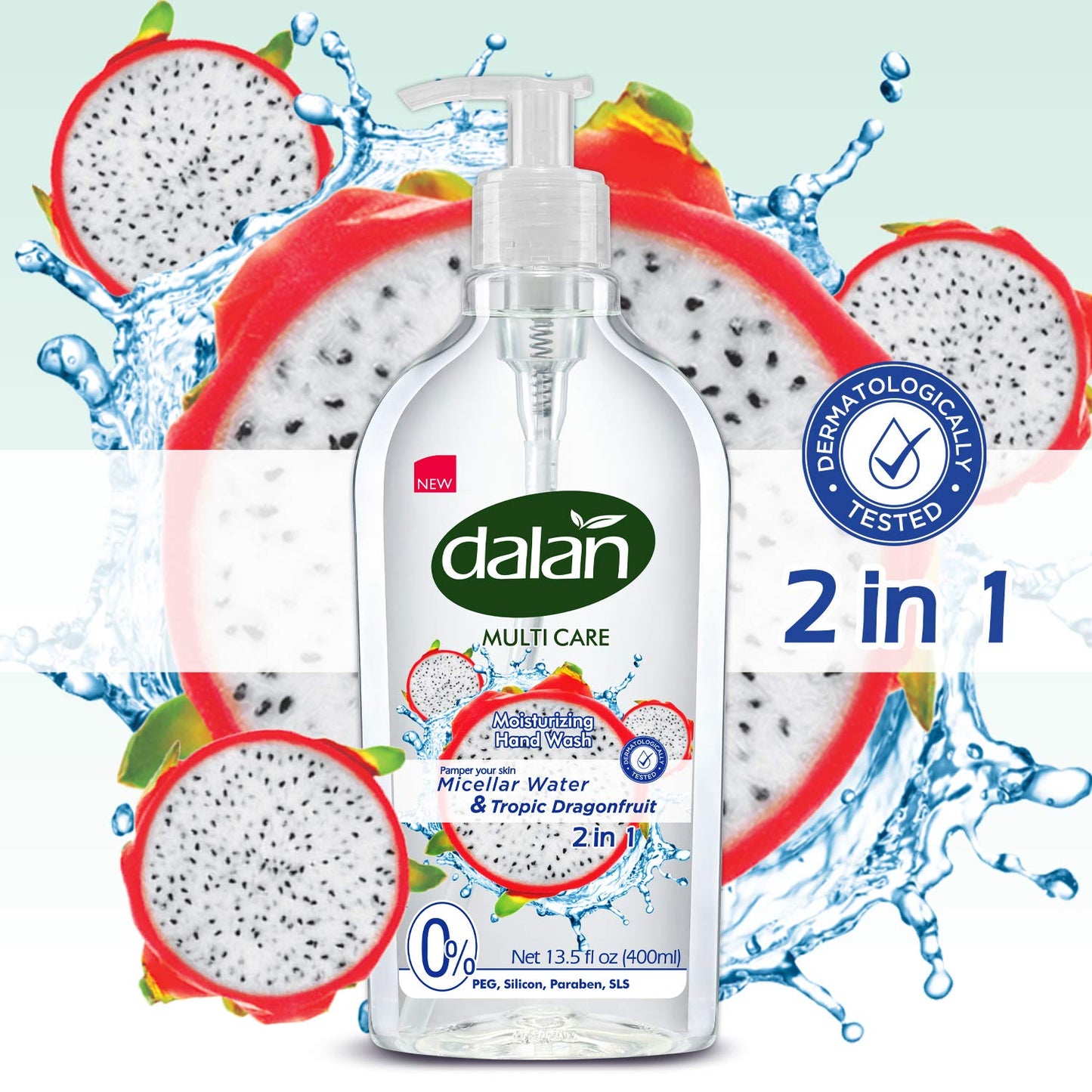 Dalan Tropic Dragonfruit Multicare Ultra Moisturizing Liquid Hand Soap for Normal and Dry Hands Fresh Clean and Soft Feeling (13.5 Fl Oz / 400 mL (Pack of 3))