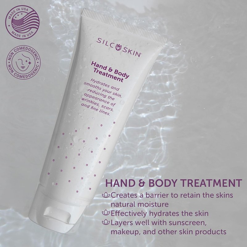 Silcskin Hand And Body Treatment Lotion - Water-Based Formula for Crepey Skin & Fine Lines | 4 Oz