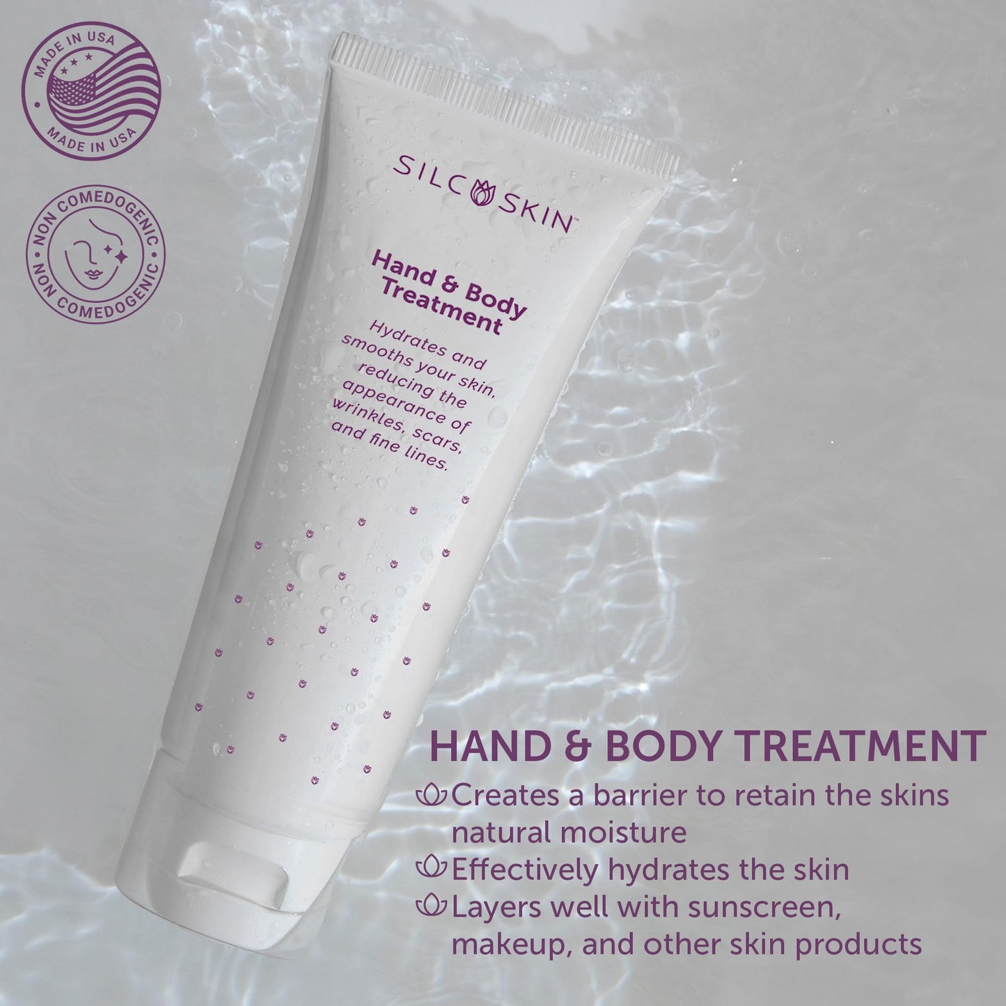 Silcskin Hand And Body Treatment Water Based Lotion For Crepey Skin And Fine Lines With Medical Grade Silicone, 2 Oz Pack Of 2