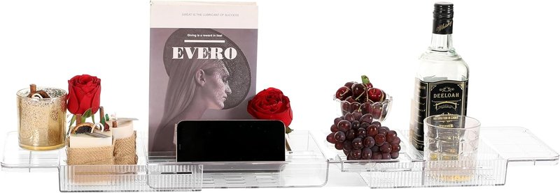 Expandable Bath Tray with Wine & Book Holder - Clear Acrylic Bathtub Caddy | Perfect Gift for Women