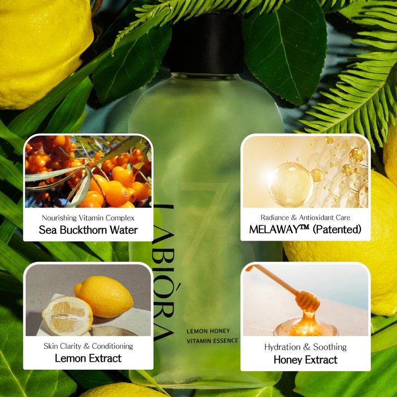 Labiora Lemon Honey Vitamin Essence Toner for Face – Hydrating & Soothing Facial Toner with Niacinamide, Vitamins C & E, Herbal Extracts for Refreshed, Dewy Skin, Korean Skin Care, 7.1 fl oz / 210ml
