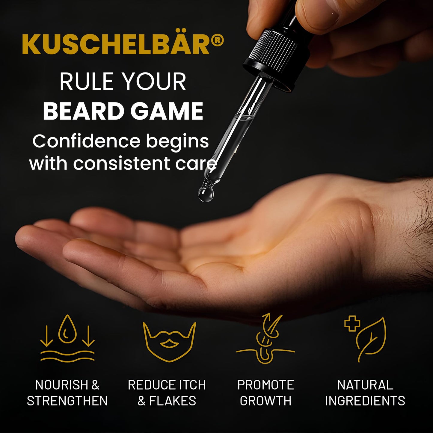 KUSCHELBAR - Beard Oil for Men | Beard Oil for Beard Growth | Provides Hydration, Softness, and Shine | Deep Moisture, Nourishment & Frizz Control | Leave-In, Non-Greasy, Lightweight l 3,38 fl.oz