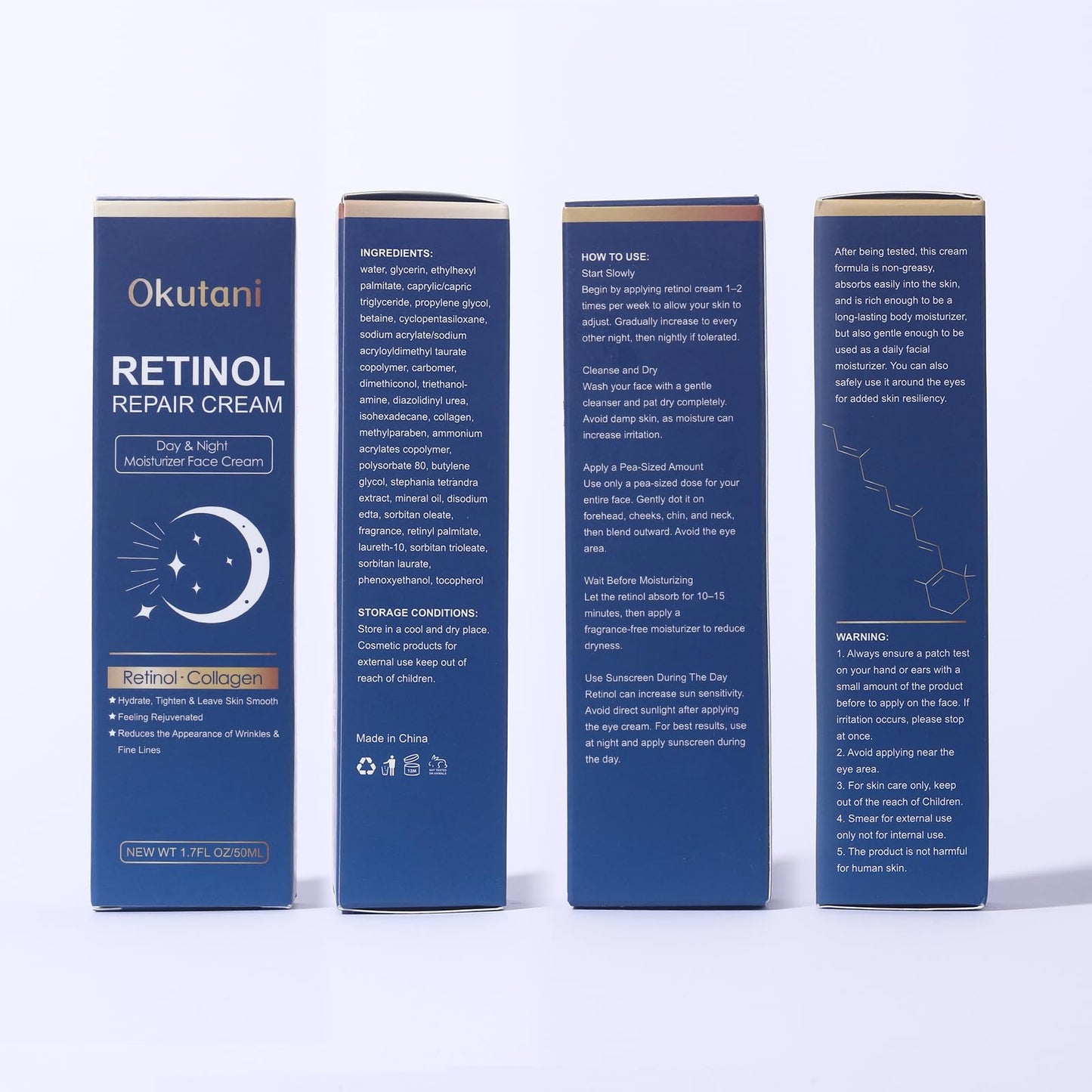 Retinol Cream for Face, Face Moisturizer, Skin Tightening Cream for Face with Collagen and Hyaluronic Acid, Anti-Aging, Firming Skin Care Neck & Décolleté for Day & Night, Instant Lift, 1.7 fl oz